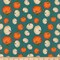 Mook Fabrics Thanksgiving Fall Autumn Tossed Pumpkins on Teal 100% Cotton Fabric By the yard